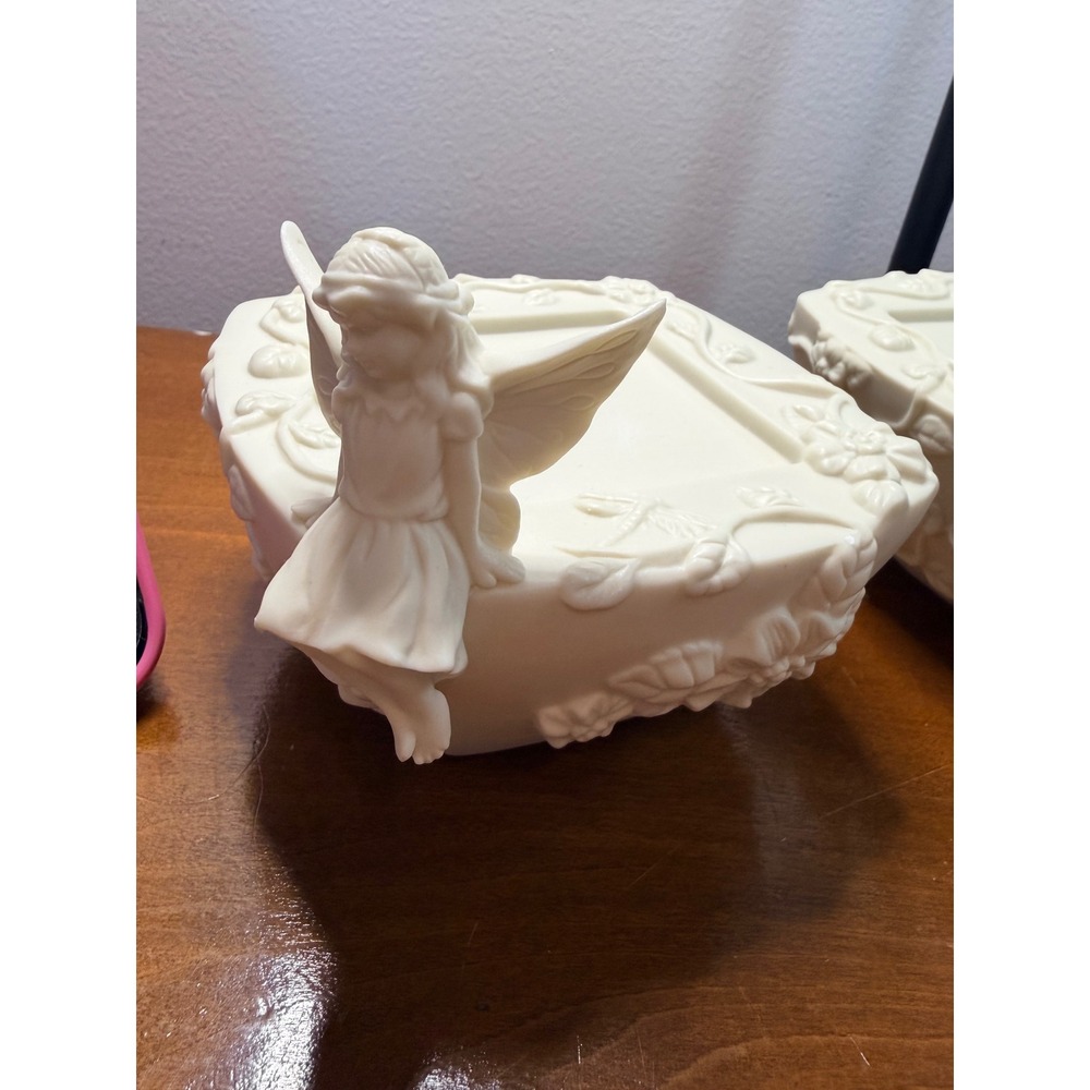 Partylite Enchantment Duo Fairy Trinket Bowls Floral Dragonfly‎ Relief Fairycore